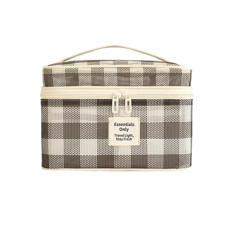 Retro Plaid Pattern Large Capacity Cosmetic Bag 6S5CO119