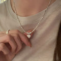 Stylish Cubic Zirconia Heart Pendant Choker Necklace 6W6JNC447