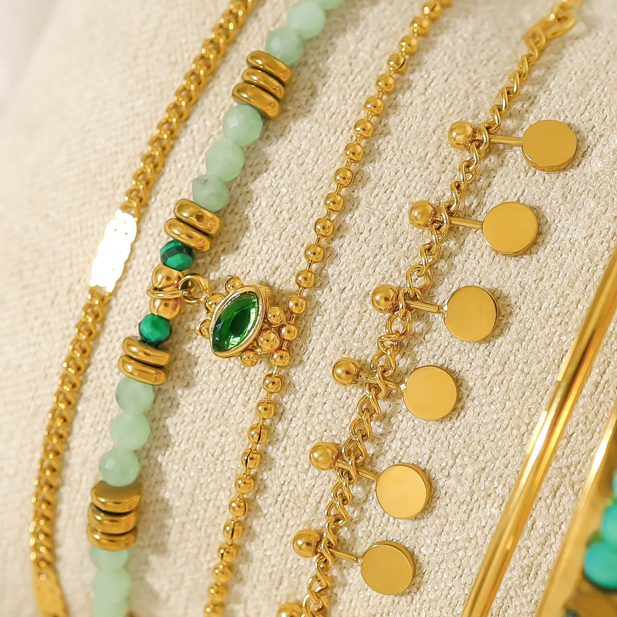 Boho Style Natural Stone Beaded Chain Bracelet 6W6JBR350