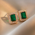 Fashion Green Cubic Zirconia Flower Stud Earrings 6W6JER752