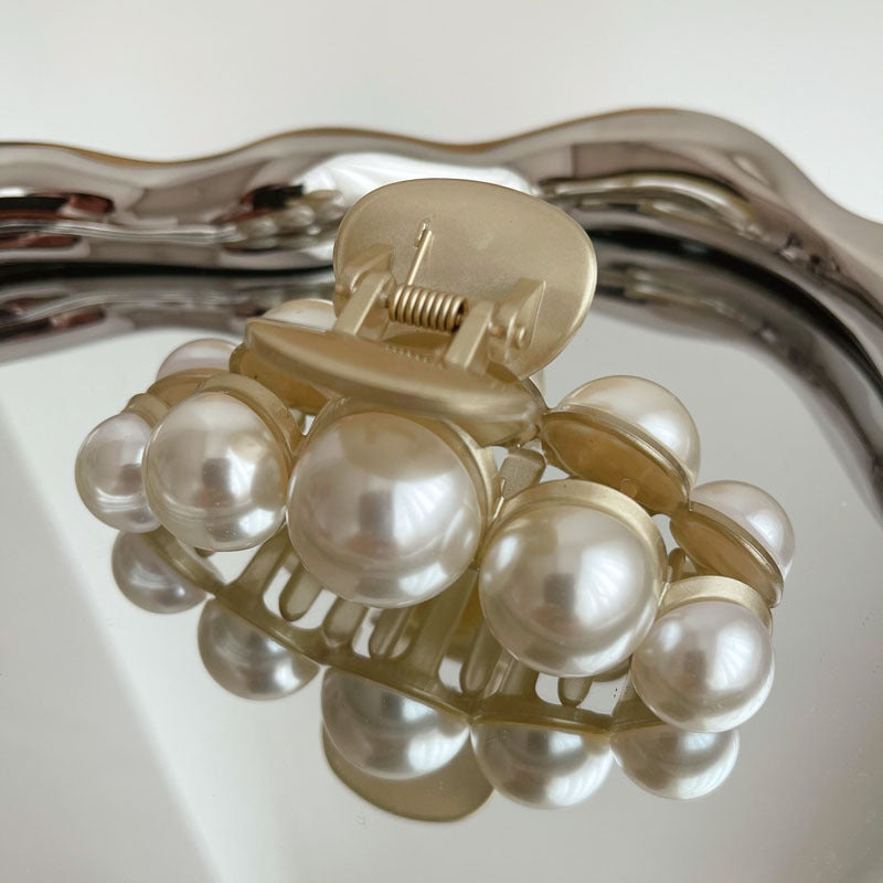 Elegant Gold Pearl Geometric Large Hair Claw MK2MBEP6W6HCP365