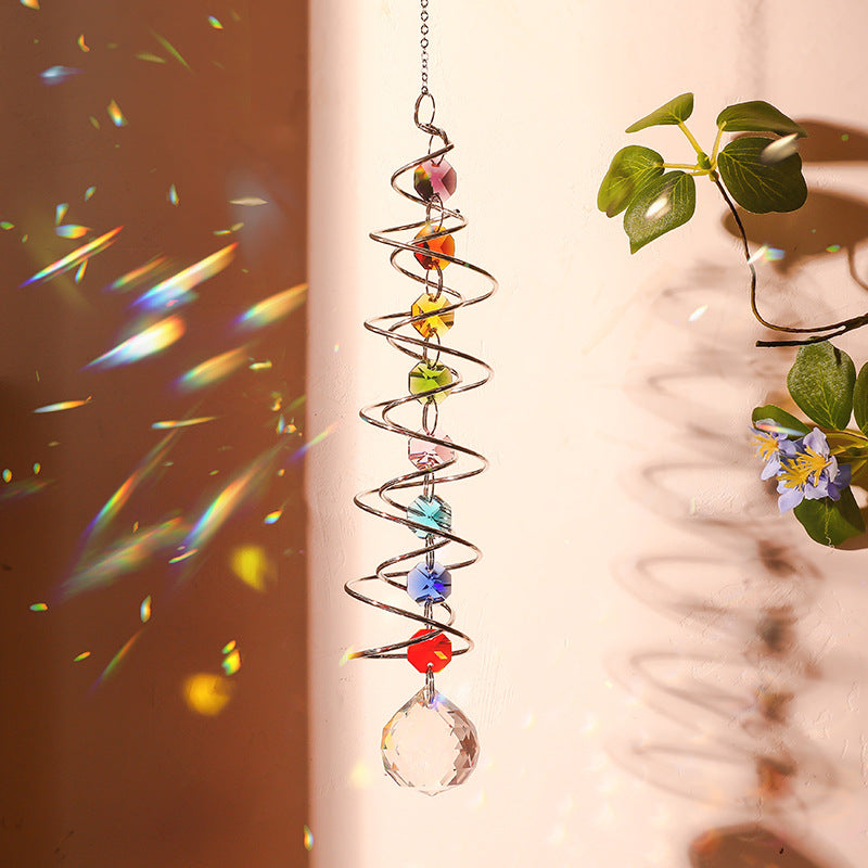 Creative Iridescent Crystal Ball Spiral Hanging Suncatcher MK2CZAS6H7HLS66