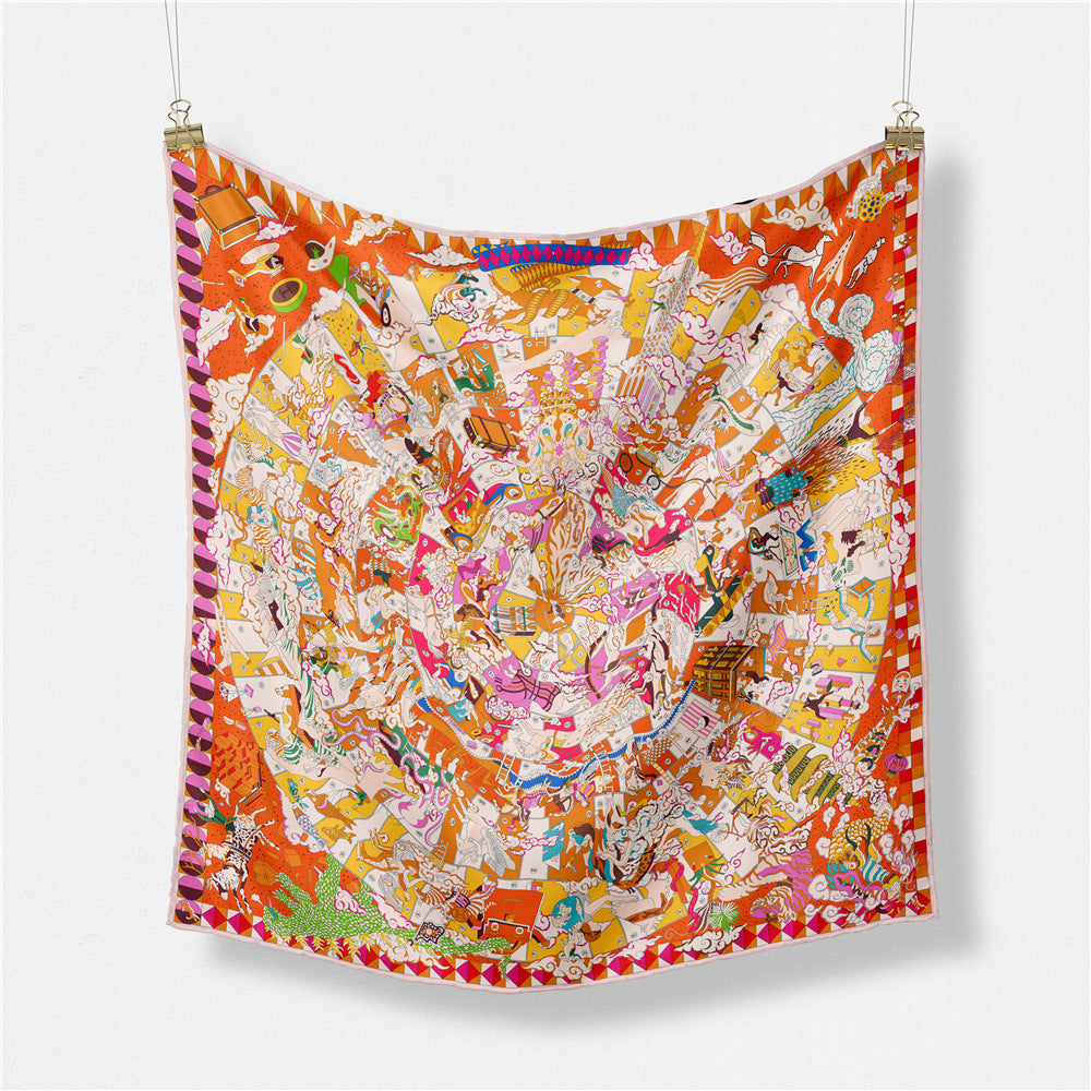 Abstract Silk Square Scarf - DippedShop Wholesale - #4979