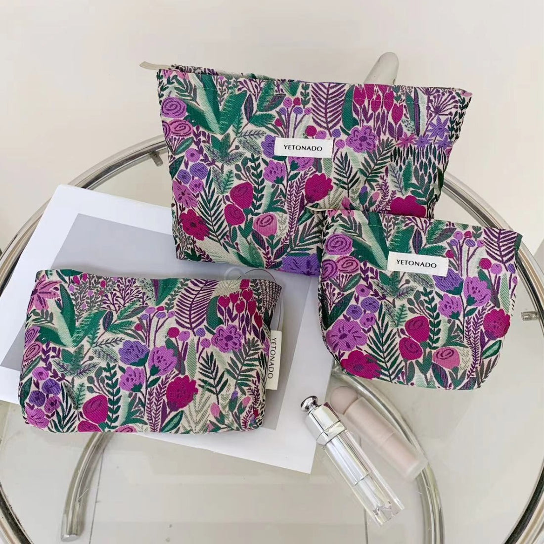 Large Floral Cosmetic Bag - DippedShop Wholesale - #2755