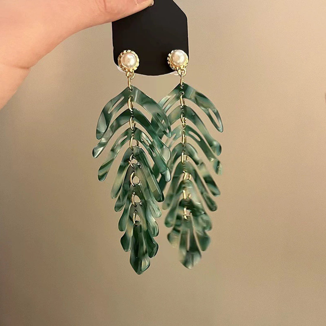 Bohemian Unique Leaf Tassel Stud Earrings DP25D847