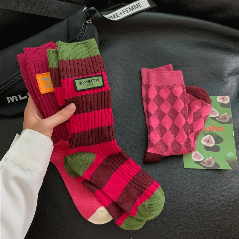 Stylish Color Block Striped Knit Socks 6W8FSO1000