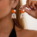 Cute Ghost Halloween Skeleton Dangle Earrings 6W6JER553