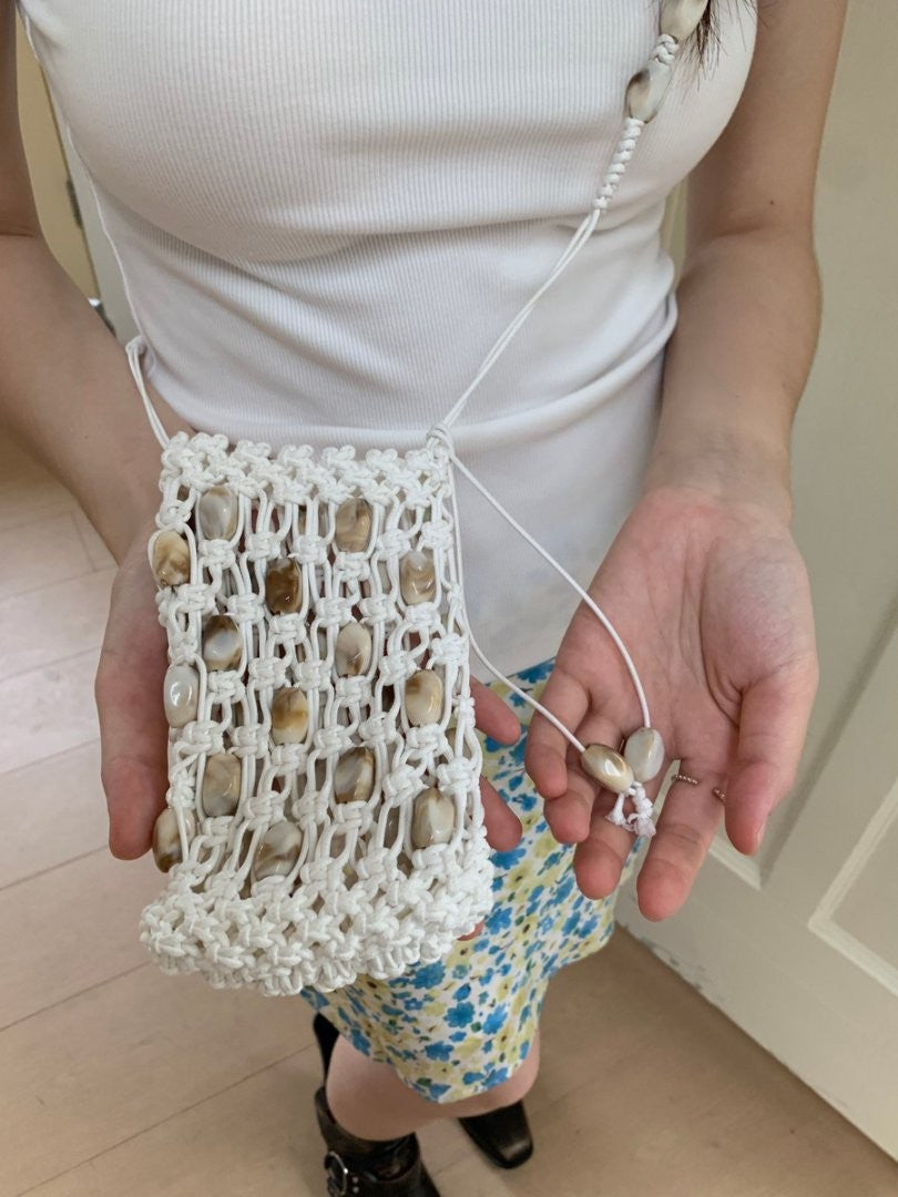 Mini Hollow Hand Made Bead Chain Crossbody Bag 8CW6BBG518L