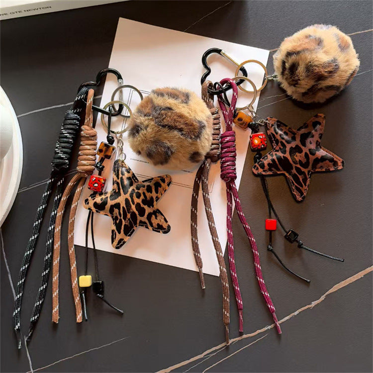 Vintage Leopard Star Pendant Keychain Bag Charm 6W10BBC371