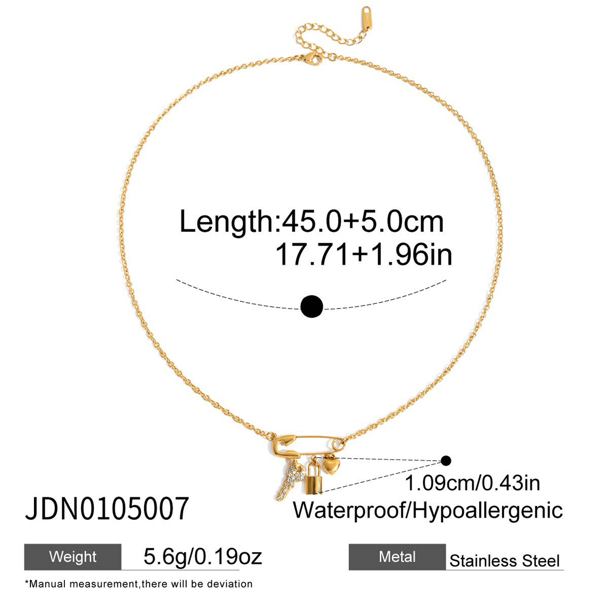 Trendy Cubic Zirconia Paperclip Chain Necklace 6W6JNC425