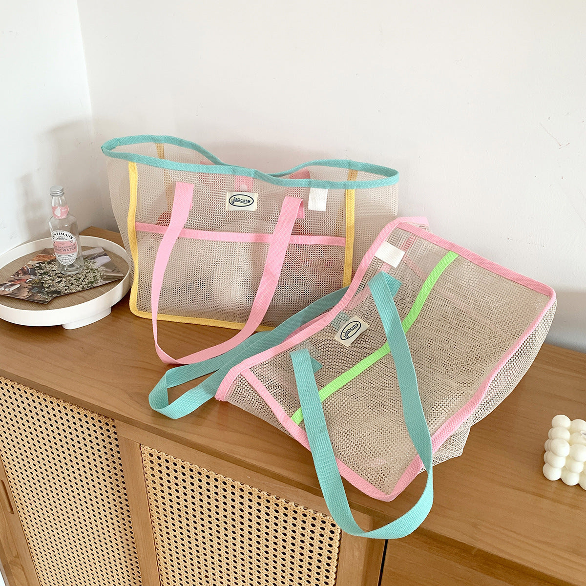 Simple Mesh Large Capacity Travel Shoulder Bag 8BW6BOB76L