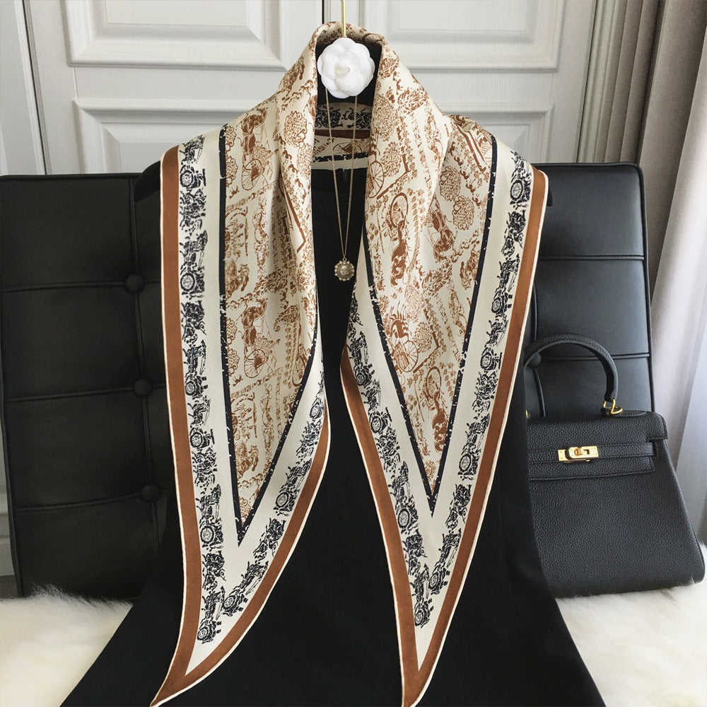 Stylish Camellia Print Lightweight Silk Scarf MK2BLW6W6NSI49