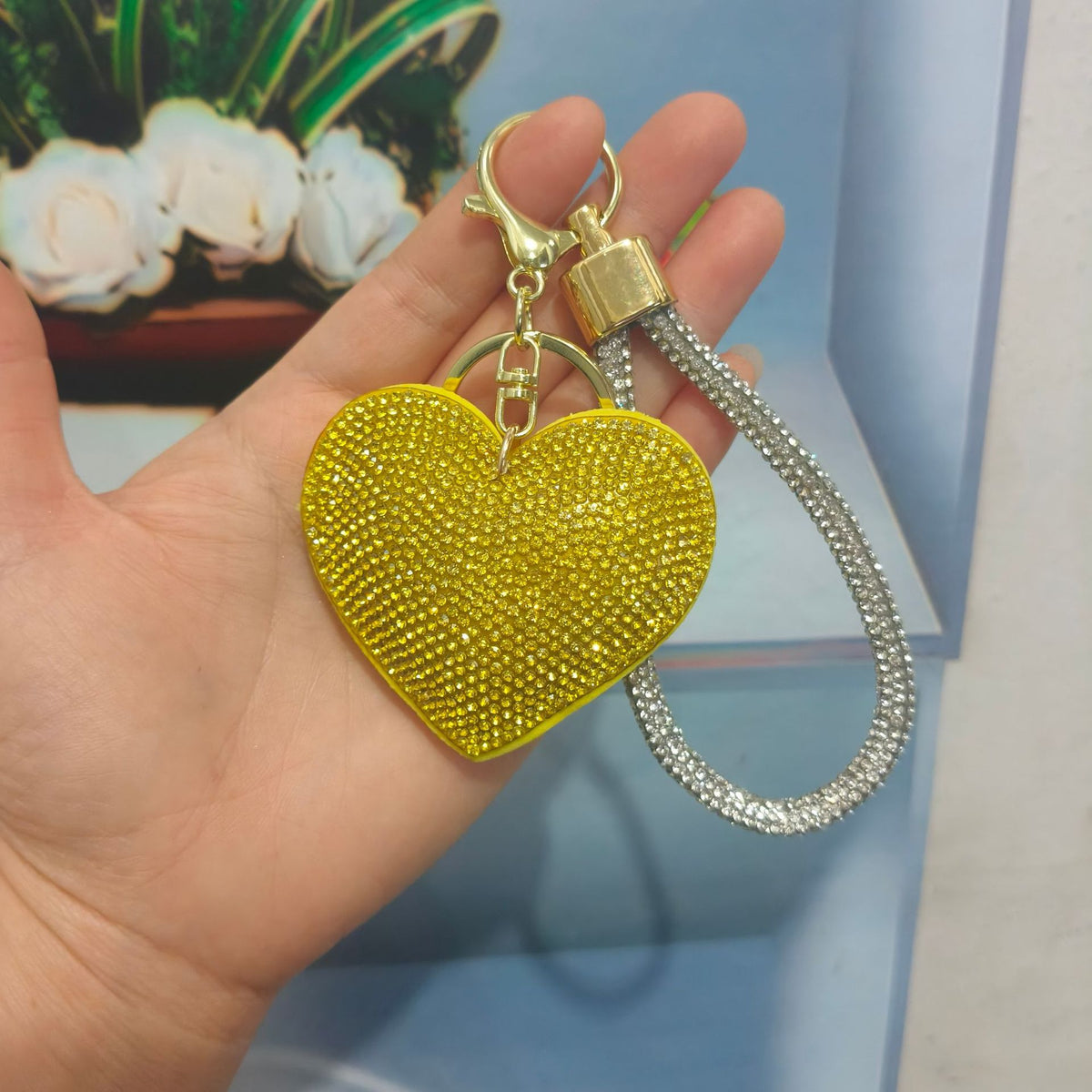 Rhinestone Heart Bag Charm - DippedShop Wholesale - #7571
