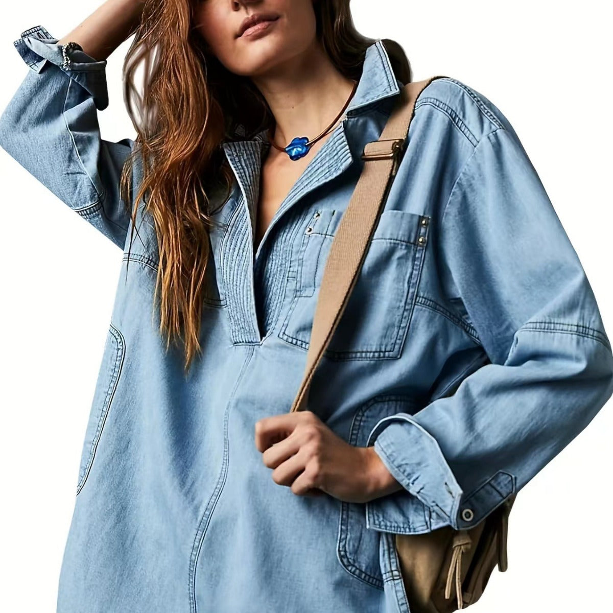 Trendy Polo Denim Top - DippedShop Wholesale - #7059