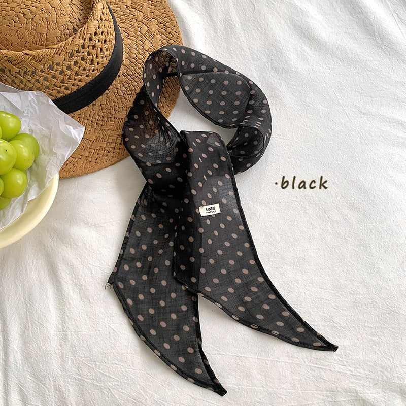 Retro Color Block Polka Dots Silk Scarf MK2BLW6W6NSI73
