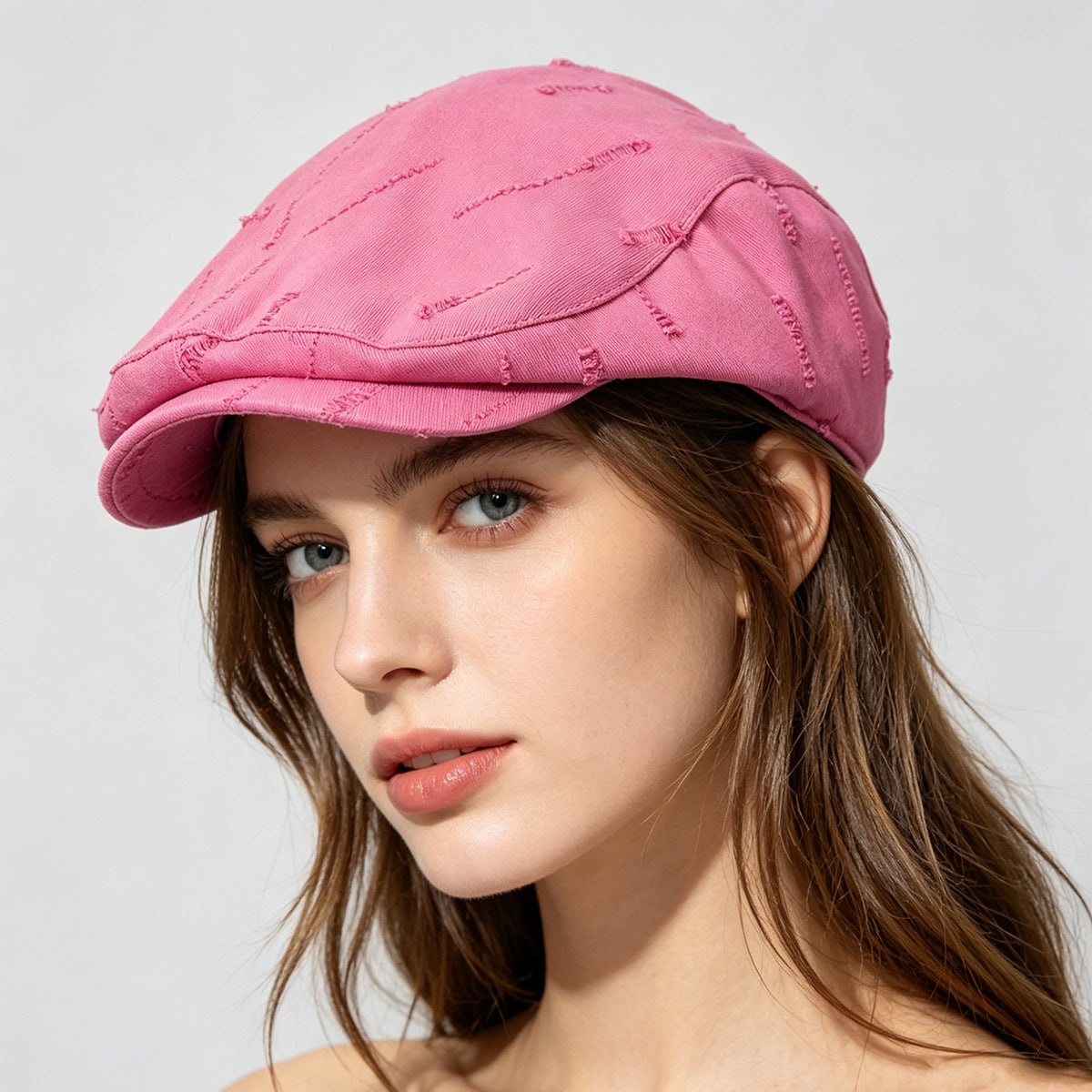 Casual Distressed Solid Color Newsboy Cap 8BK6HAT195L