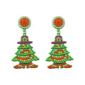 Handmade Christmas Tree Seed Bead Dangle Earrings 6W6JER689