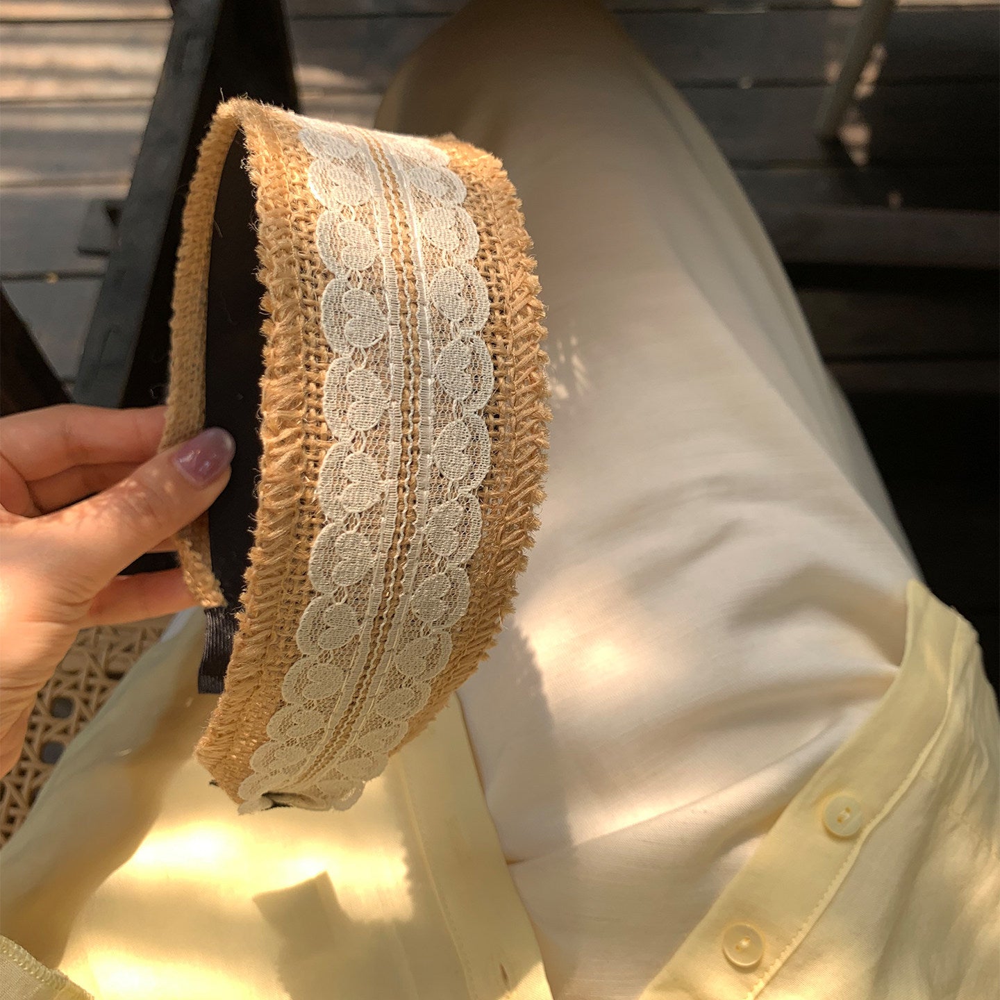 Lace Straw Woven Headband - DippedShop Wholesale - #1555