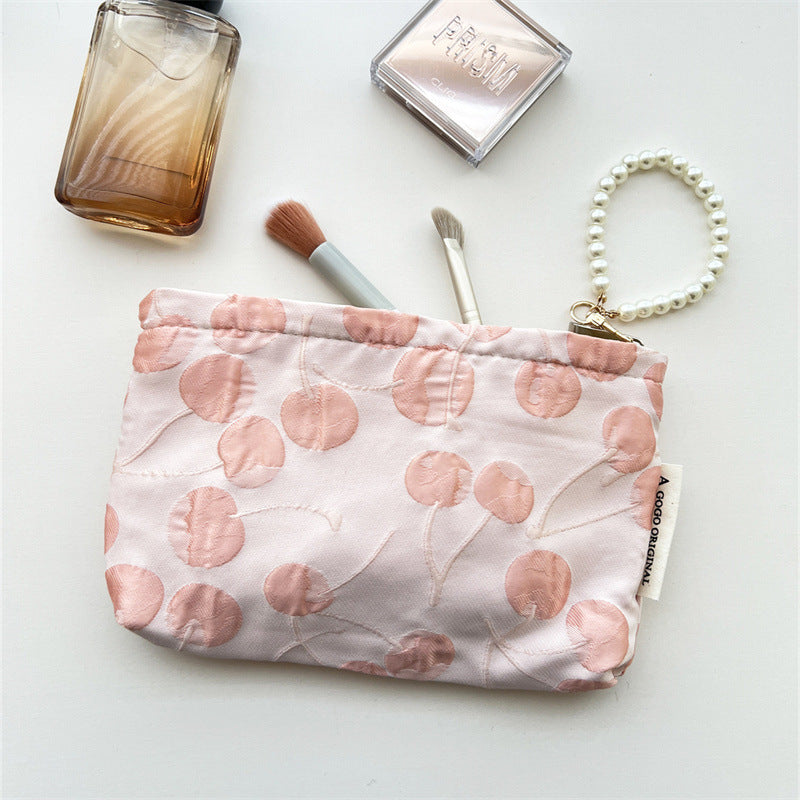 Sweet Cherry Print Portable Cosmetic Bag 6C5CO281