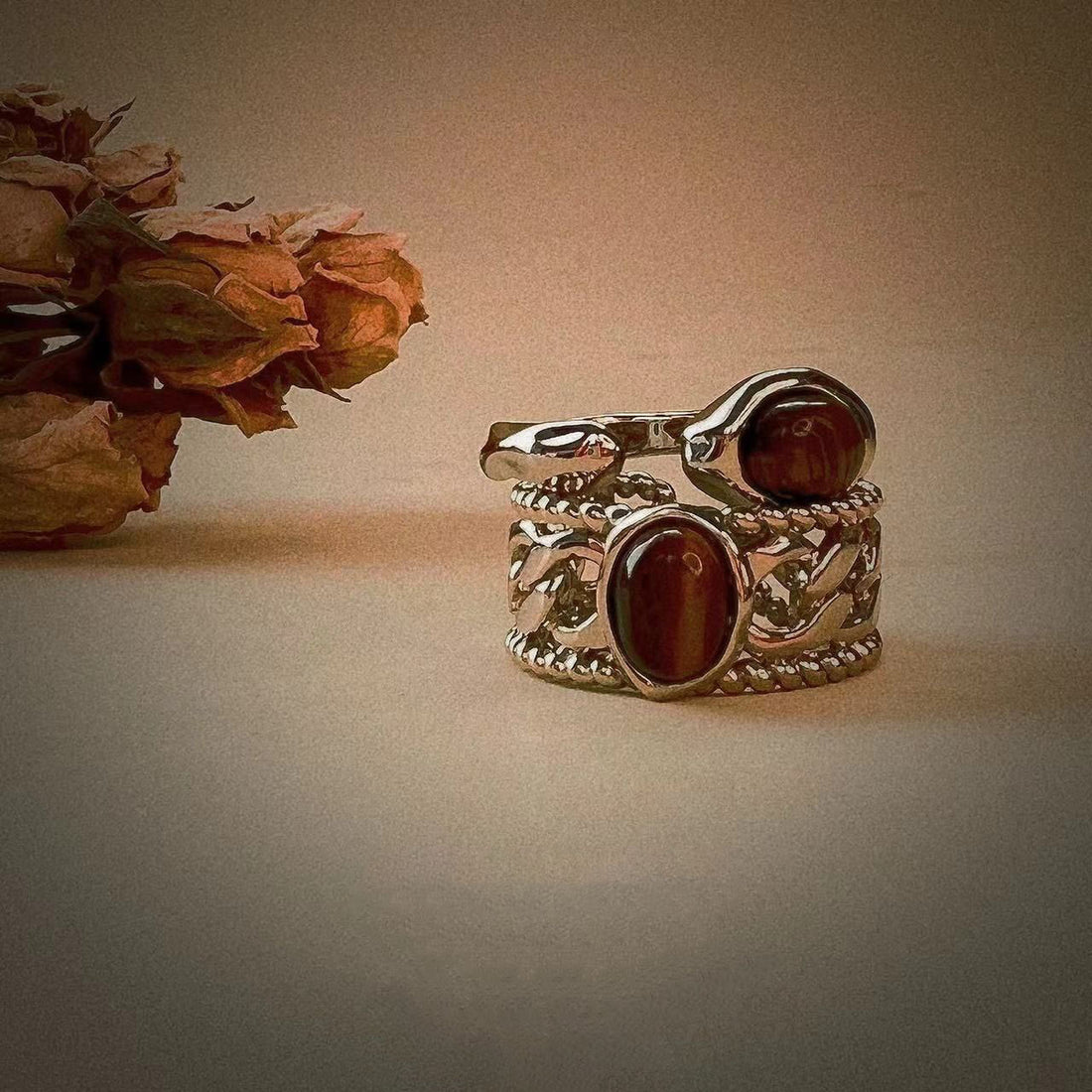 Vintage Simple Tiger's Eye Stone Rings DPJR1423