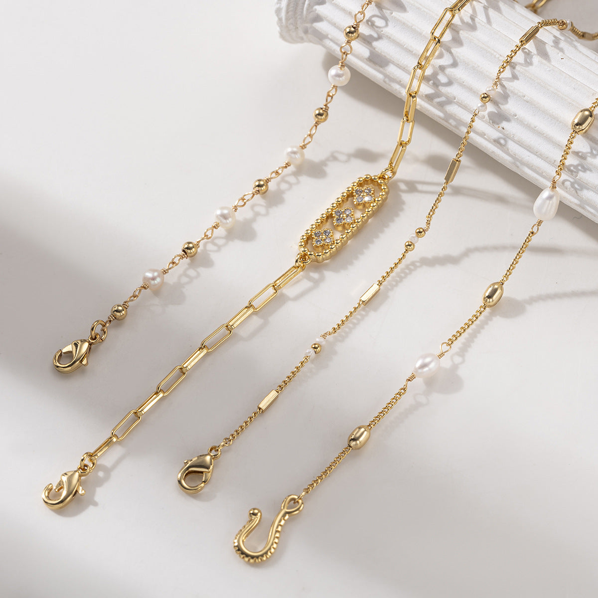 Gold Plated Pearl Bracelet - DippedShop Wholesale - #2483