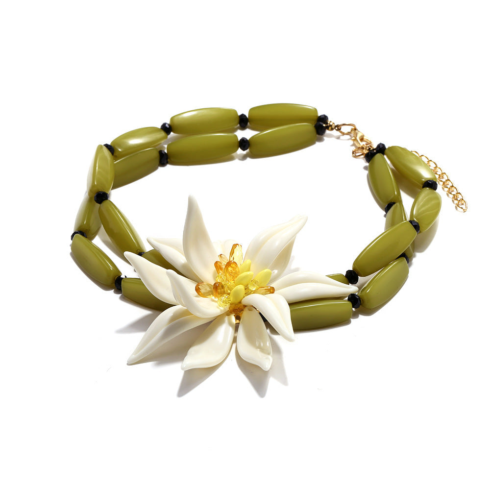 Chunky Floral Beaded Choker - DippedShop Wholesale - #0739