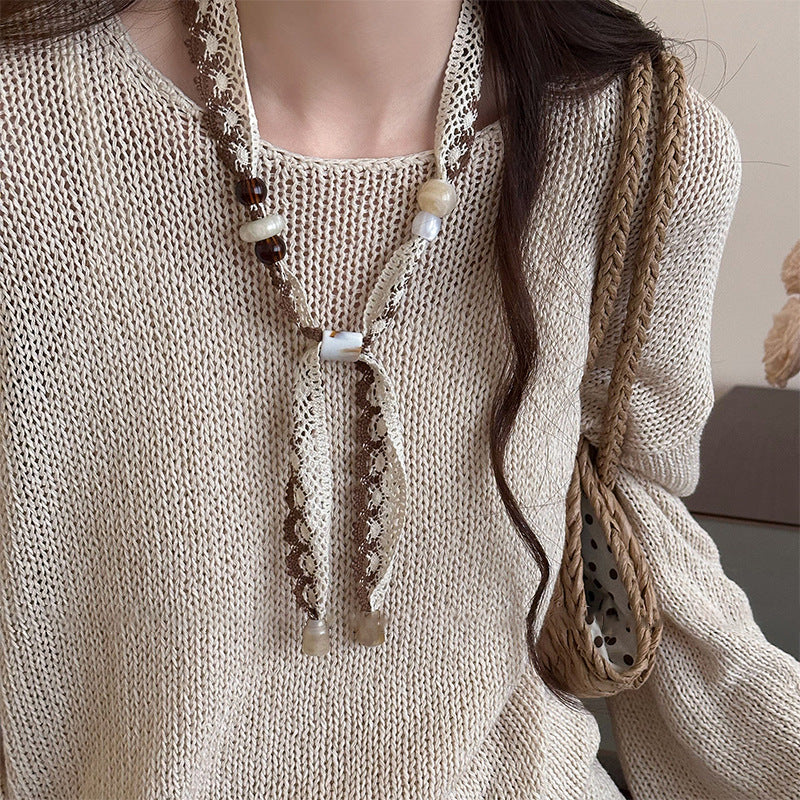 Boho Beaded Lace Necklace - DippedShop Wholesale - #0851