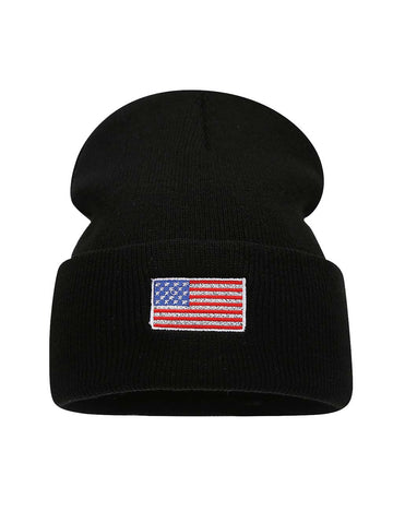 USA Flag Pattern Slouchy Beanie Knit Hat DP25F632