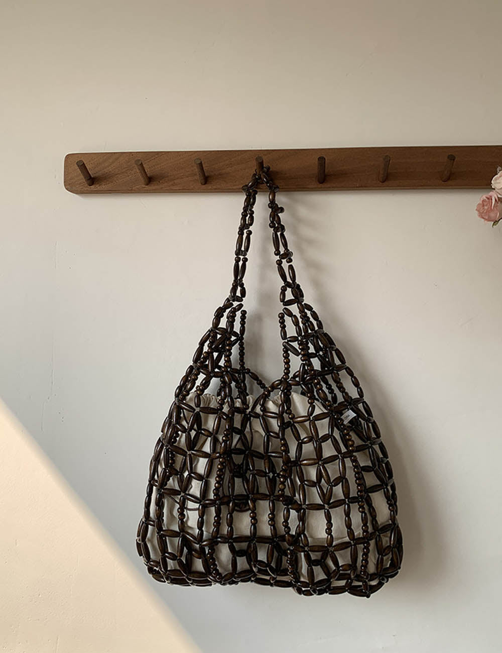 Wooden Beaded Tote Bag - DippedShop Wholesale - #6803