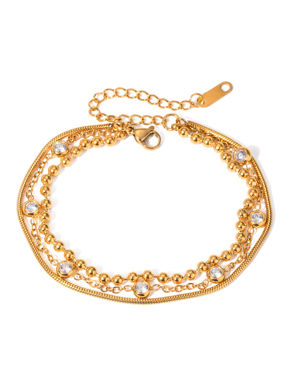 Multi-Layer Gold Plated Rhinestone Chain Bracelet DP25E774