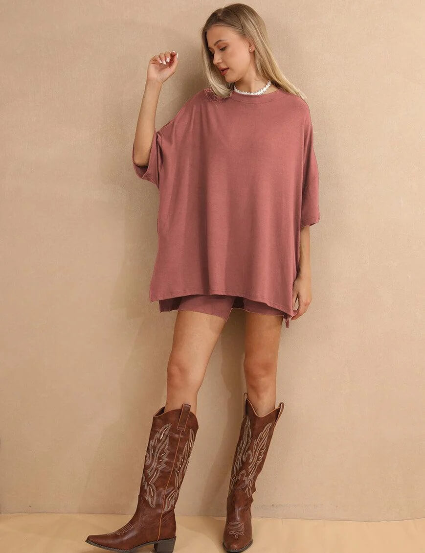 Round Neck Top and Shorts Set - DippedShop Wholesale - #2803
