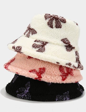 Bow Knot Pattern Warm Winter Bucket Hat DPBH0326