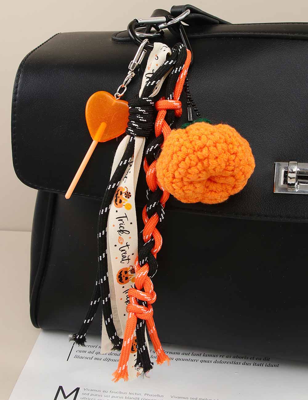 Halloween Pumpkin Braided Bag Charm DP25G418