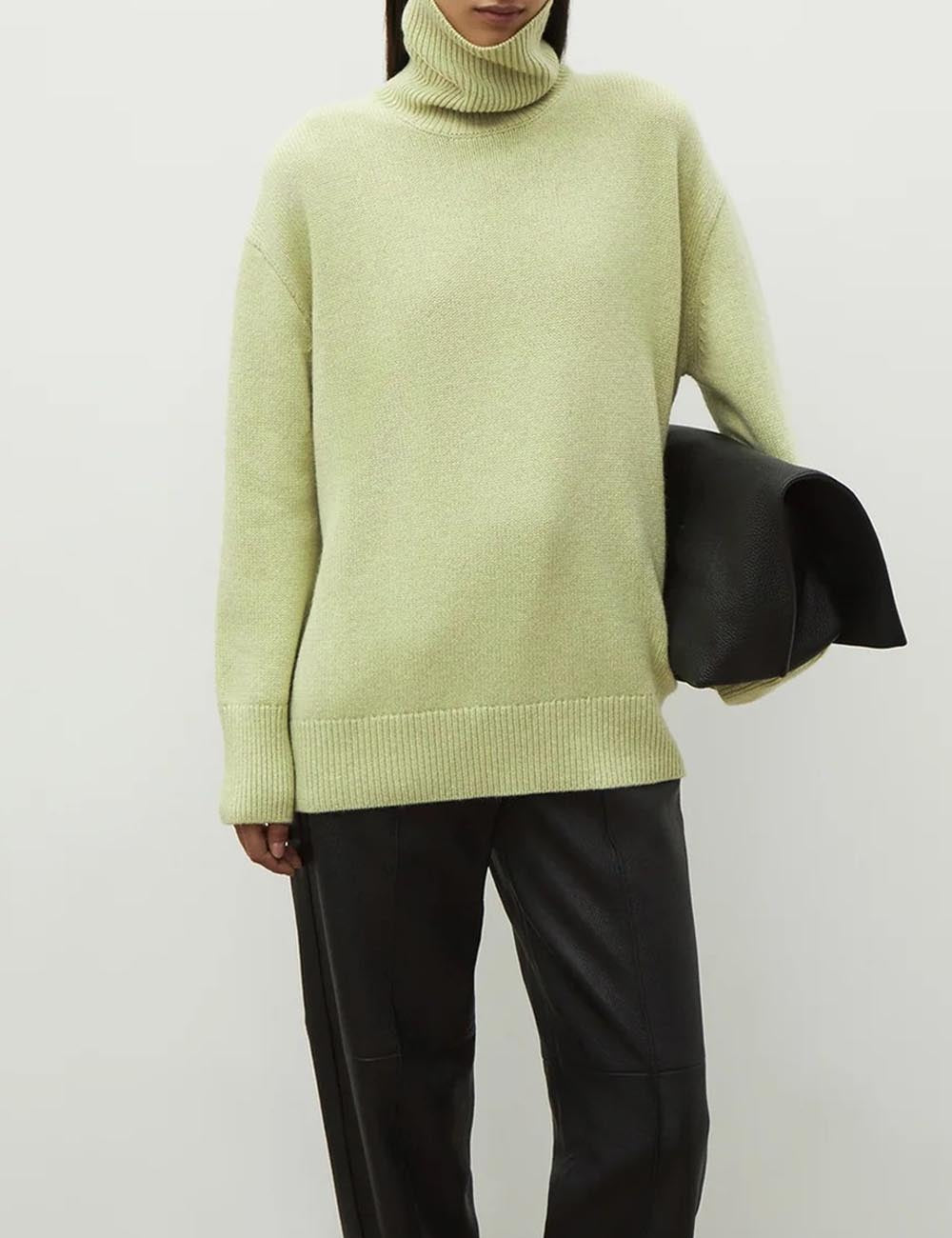 Winter Turtleneck Oversized Ribbed Knit Sweater DP25G946