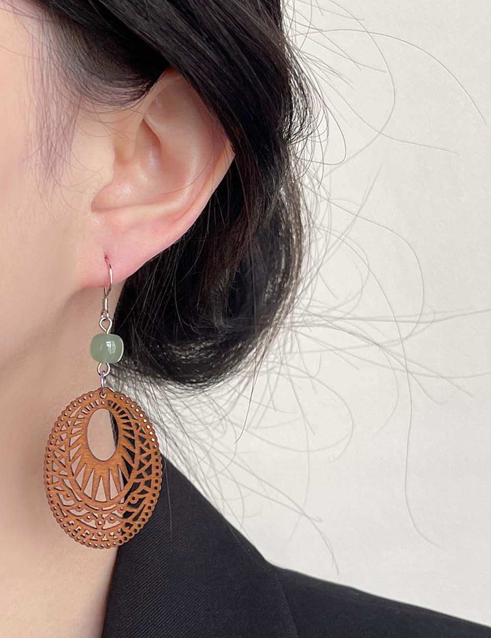 Handcrafted Wooden Antique Earrings - DippedShop Wholesale - #3555