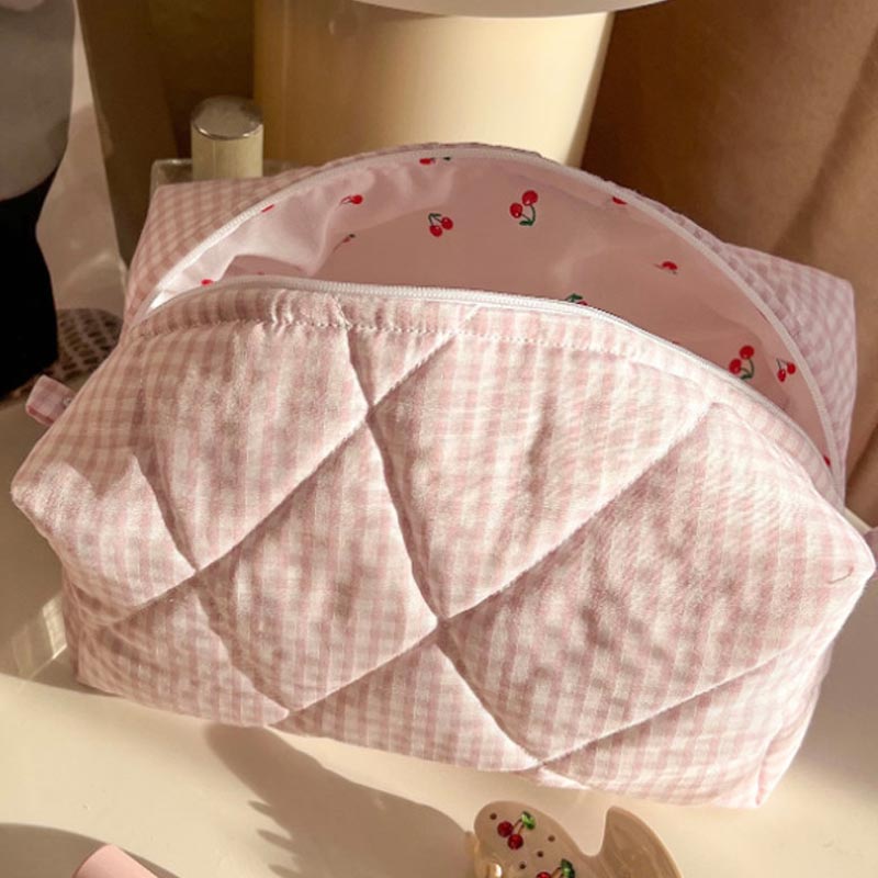 Quilted Plaid Cosmetic Bag - DippedShop Wholesale - #3971
