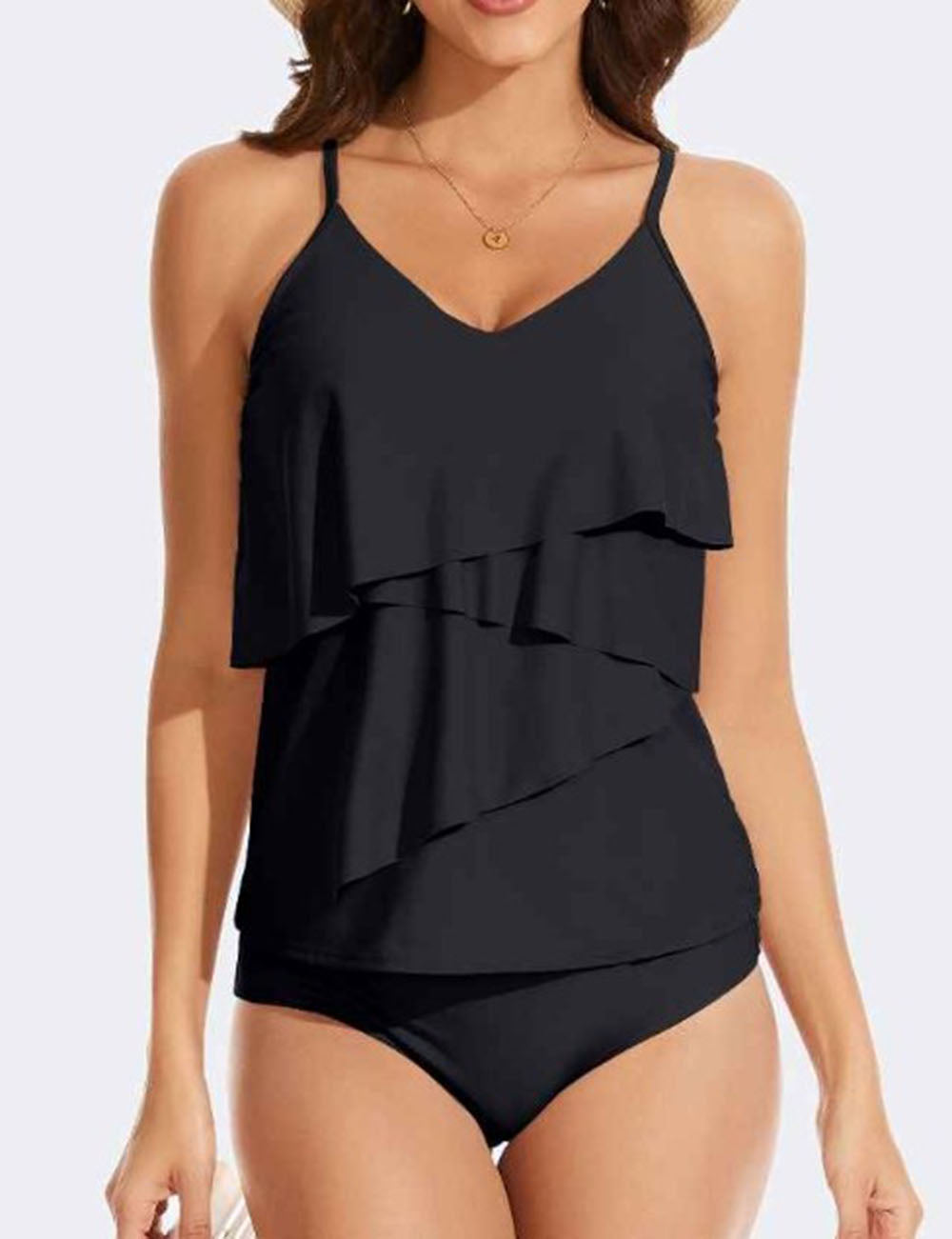 Ruffle Spaghetti Top Buttom Swimwear Set PG709