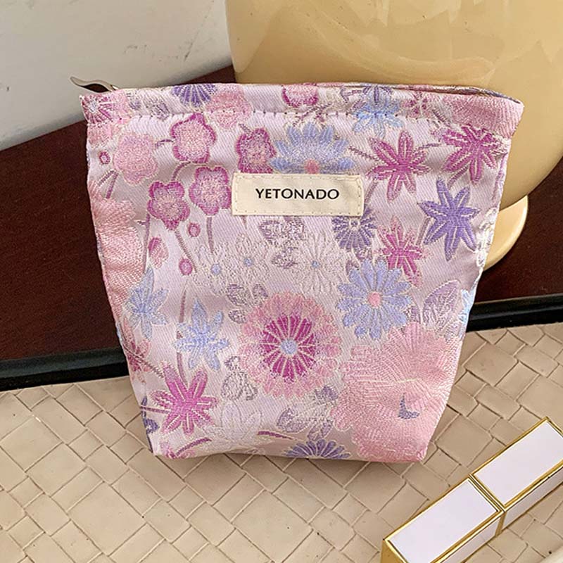 Minimalist Floral Jacquard Poratable Travel Cosmetic Bag MK2BW6W10BOB388