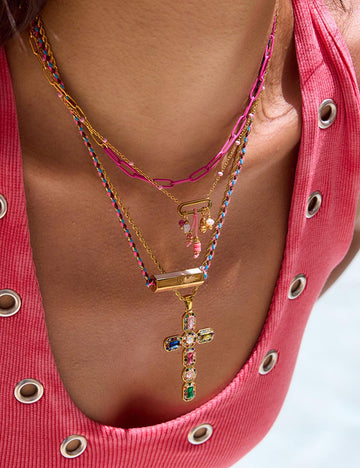 Vintage Cross Pendant Chain Necklace DP25E798