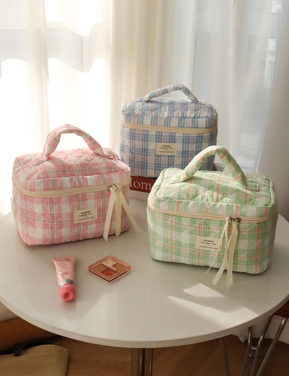 Simple Plaid Large Capacity Makeup Bag DP25E866
