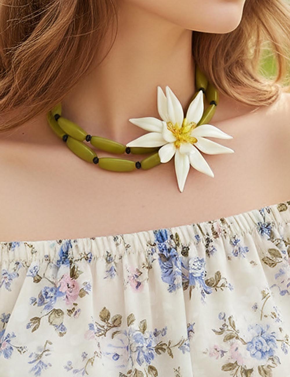 Chunky Floral Beaded Choker - DippedShop Wholesale - #9667