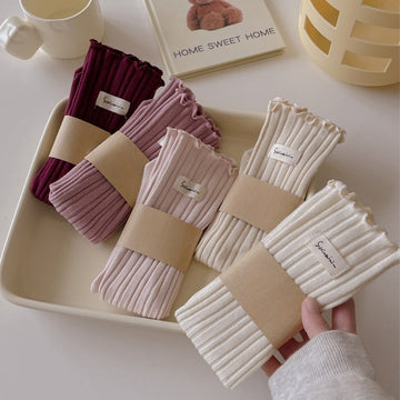 Sweet Solid Color Flounce Soft Socks DP25A450