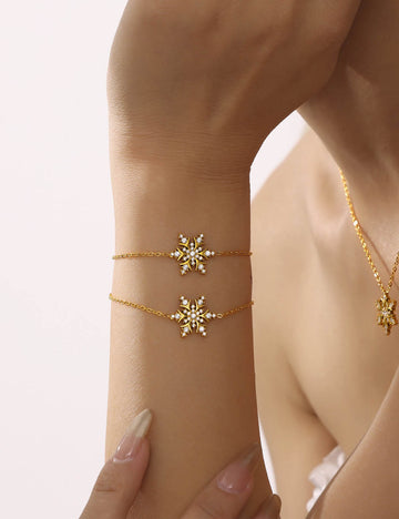 Sparking Cubic Zirconia Snowflake Chain Bracelet DP25G618