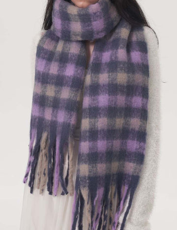 Soft Color Block Lambswool Tartan Plaid Scarf DP25F624