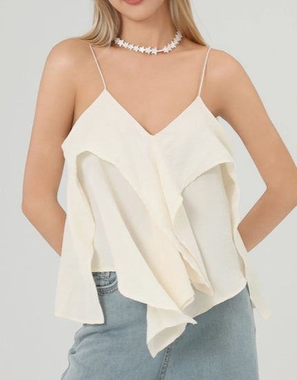 V-Neck Irregular Flounce String Cami Top DP25D666