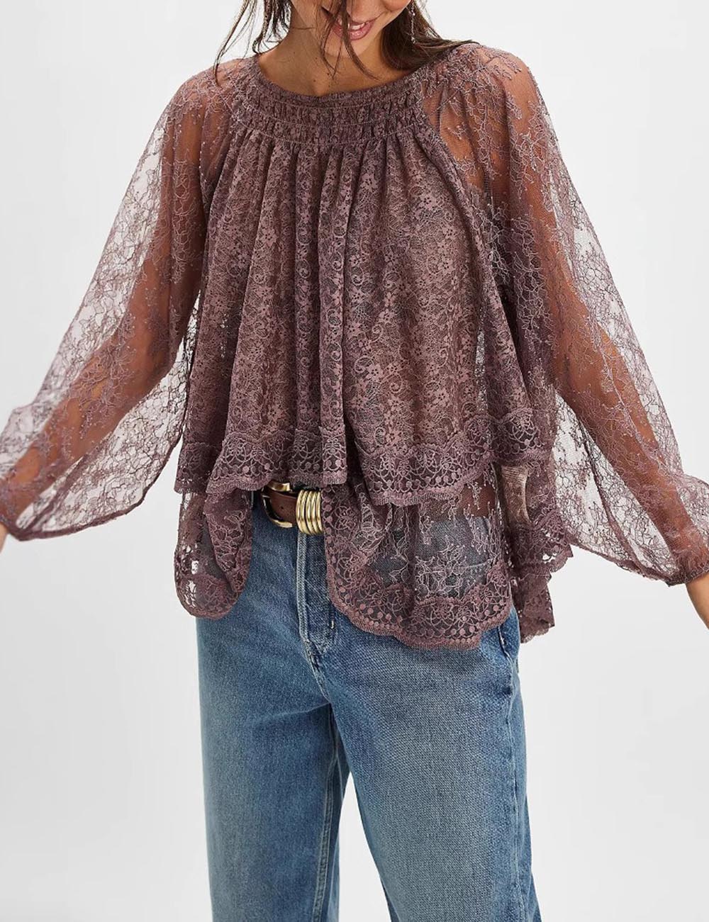 Lace Off Shoulder Bow Tie Top - DippedShop Wholesale - #9203