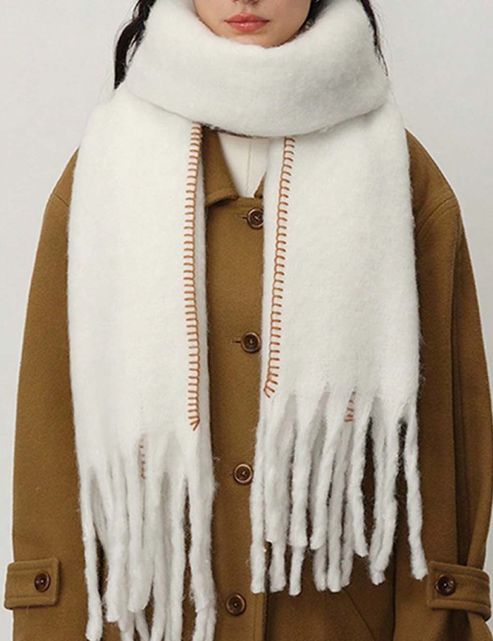 Warm Plush Thick Cashmere Fringe Winter Scarf DP25F607