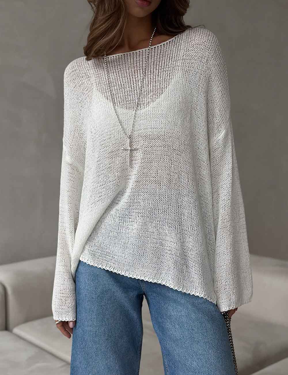 Minimalist Solid Color Knitted Hollow Out Top DP25E428