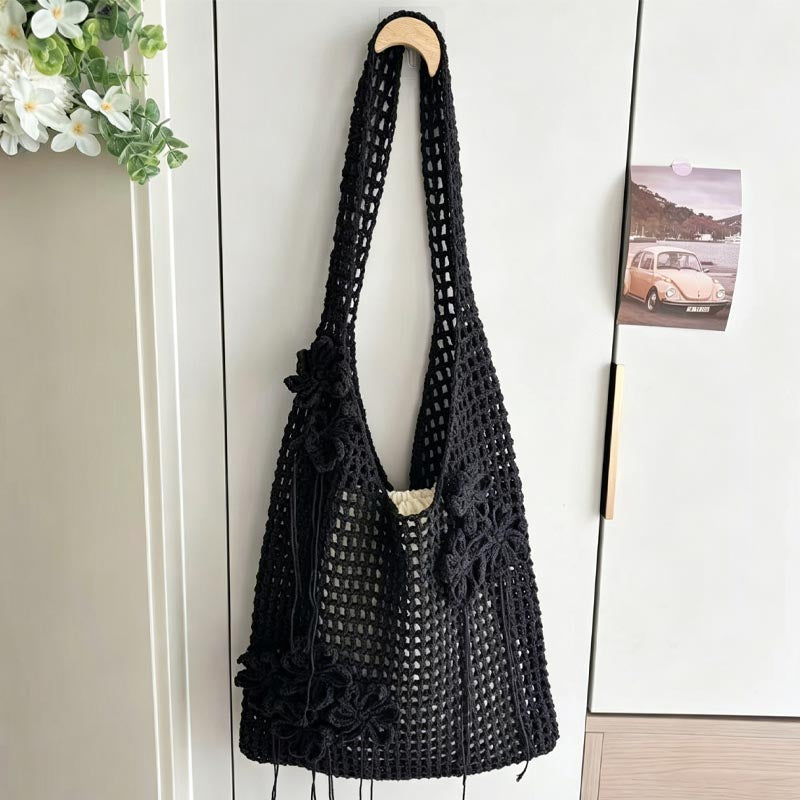 Crochet Flower Beach Tote Bag - DippedShop Wholesale - #5251