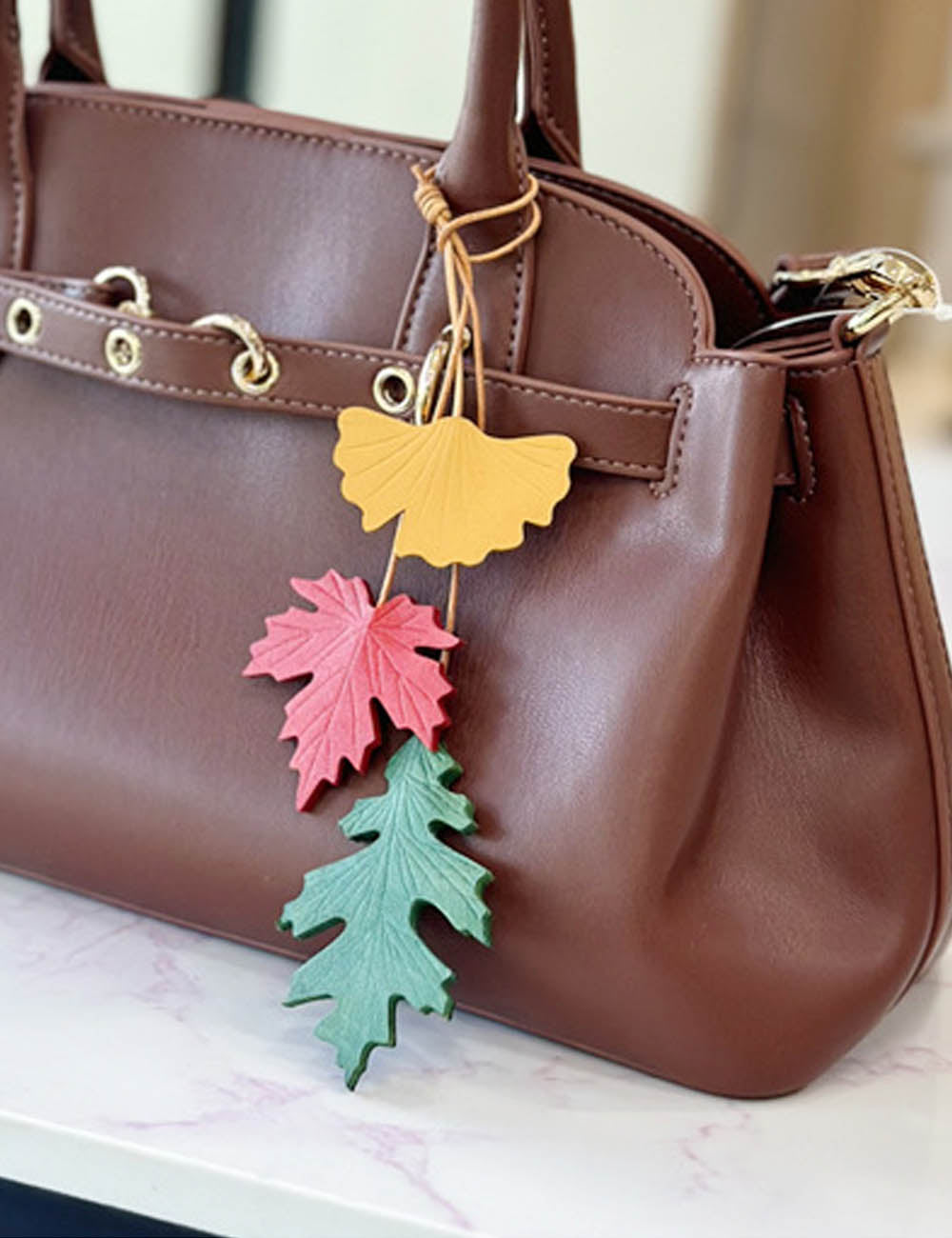 Simple Handcrafted Tree Leaf Bag Charm DP25H607
